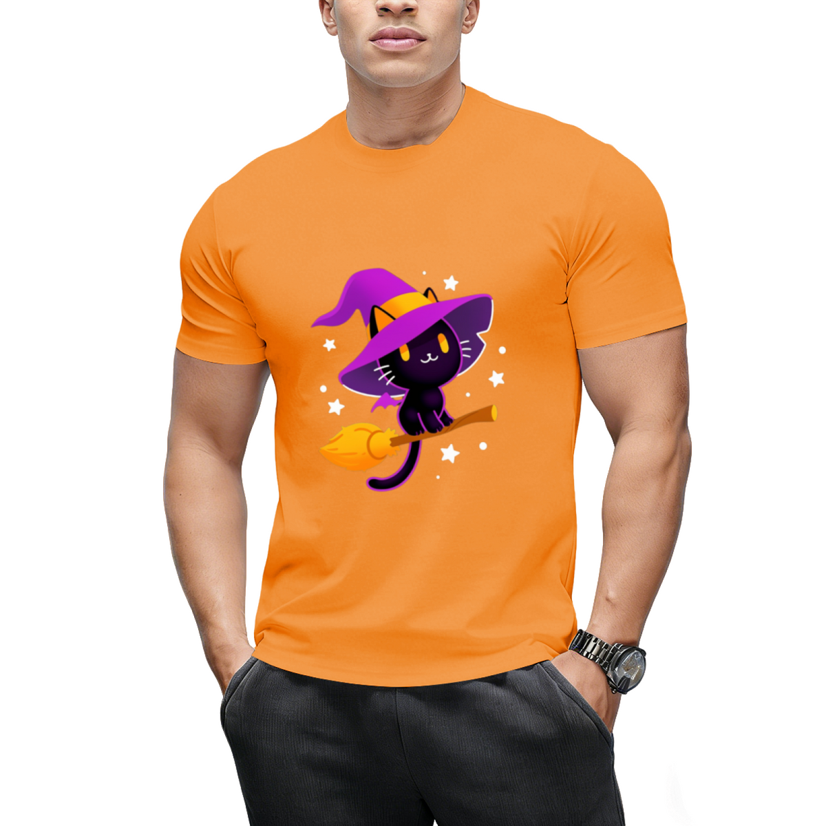Spooky Black Magic Cat Graphic T-Shirt