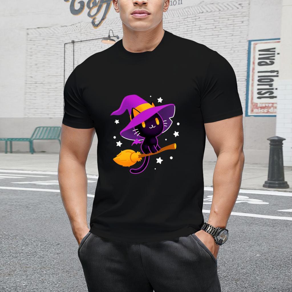 Spooky Black Magic Cat Graphic T-Shirt