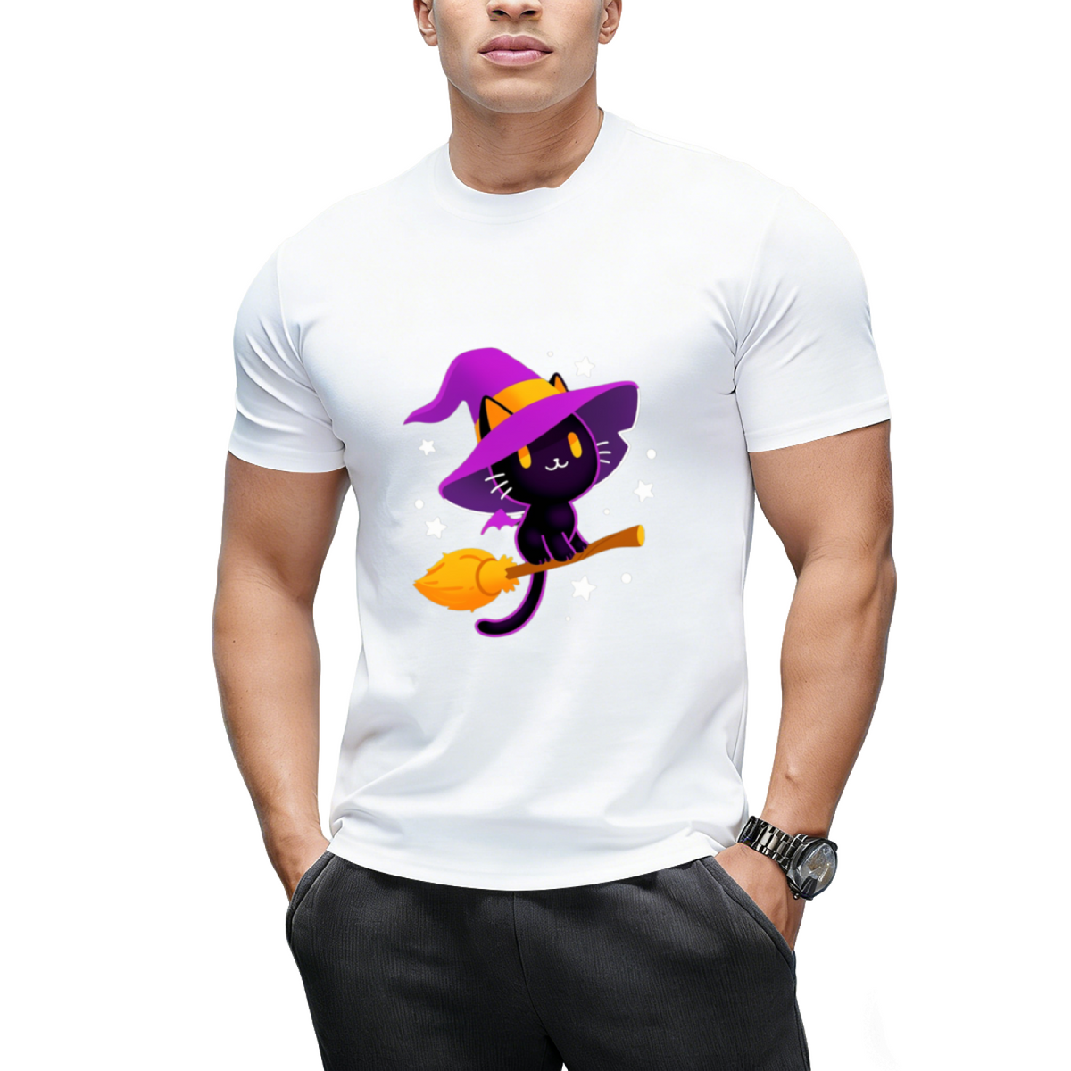 Spooky Black Magic Cat Graphic T-Shirt