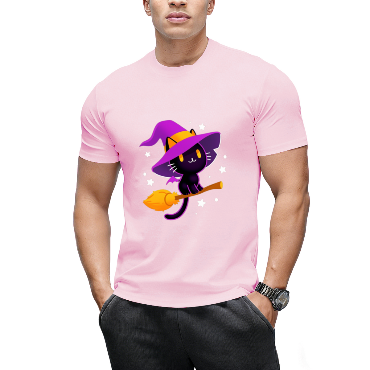 Spooky Black Magic Cat Graphic T-Shirt