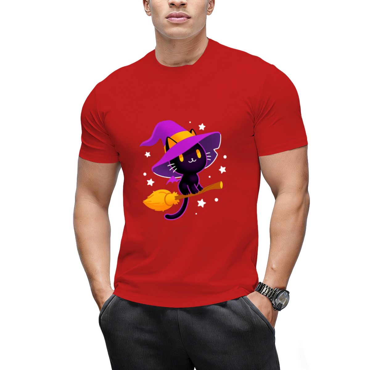 Spooky Black Magic Cat Graphic T-Shirt