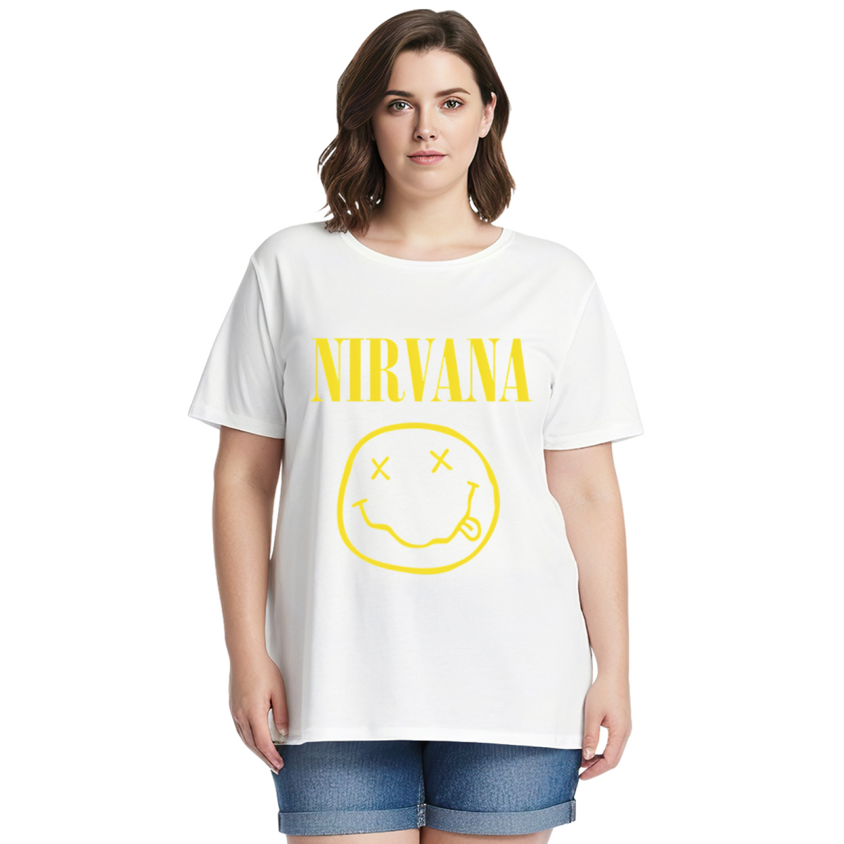 Nirvana Yellow Smiley Face Graphic T-Shirt