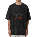 Nirvana In Utero Dark Angel Washed Tee in Black, product image showing an In Utero-inspired dark angel image with red typography.
