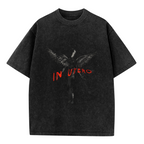 Nirvana In Utero Dark Angel Washed Tee in Black, product image showing an In Utero-inspired dark angel image with red typography.