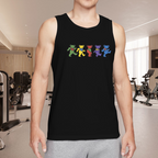 Grateful Dead Blue tie dye with colorful bear graphics on a white background graphic tank top product image