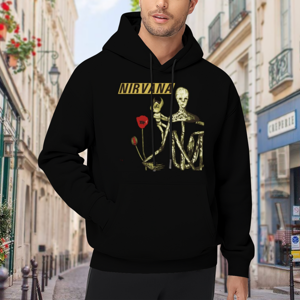 Nirvana Incesticide Doll Poppy Art Hoodie, product listing image of the doll and poppy imagery graphic