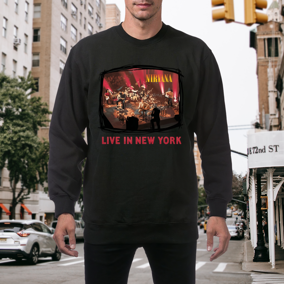Artwork preview for Nirvana Live in New York Crewneck Sweatshirt
