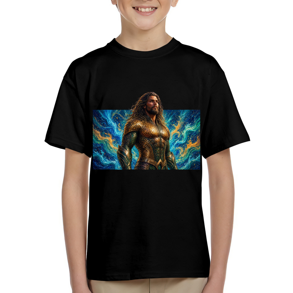 Golden Armor Ocean Swirl Kid's T-Shirt for Summer Travel
