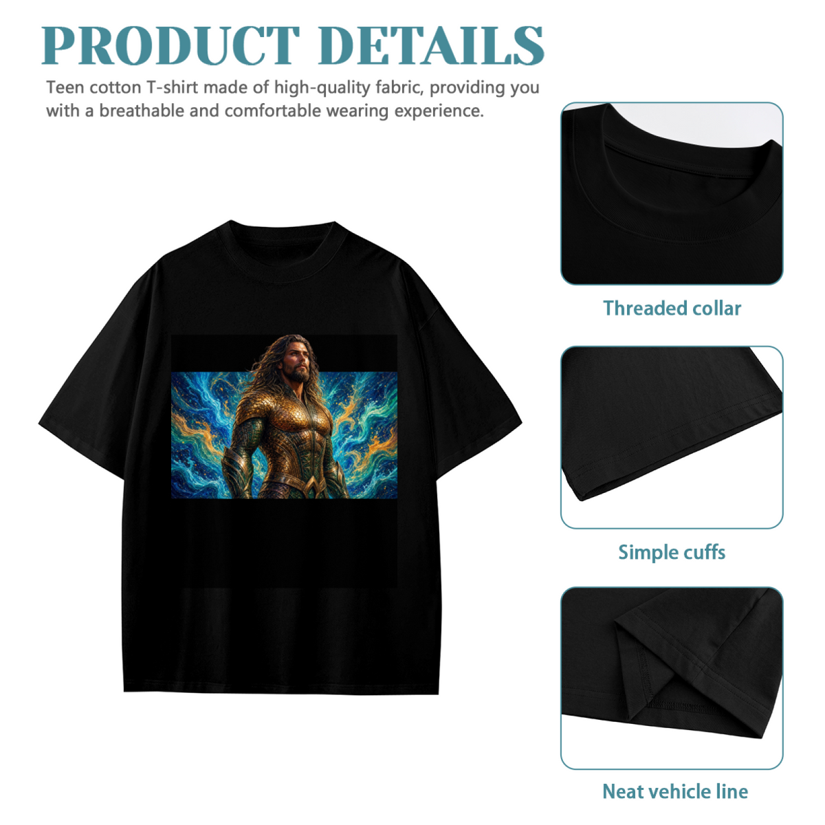 Golden Armor Ocean Swirl Kid's T-Shirt for Summer Travel