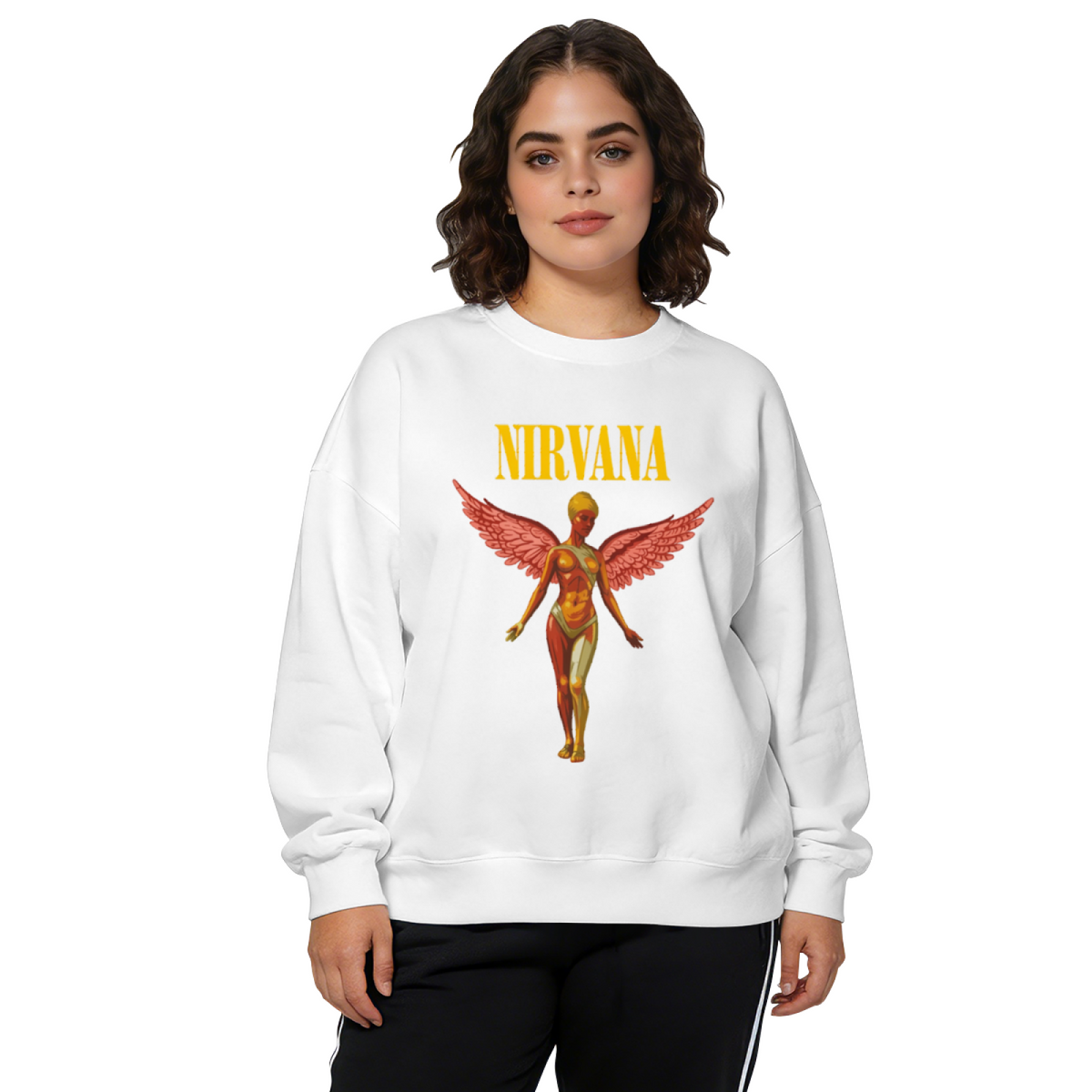 Nirvana In Utero Pink Angel Crewneck Sweatshirt