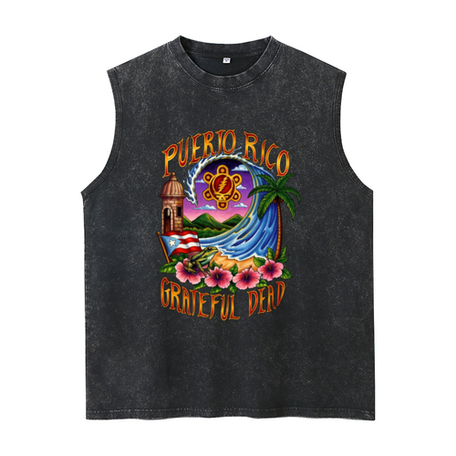 Grateful Dead washed graphic tank top with Puerto Rico United States Of Dead graphic