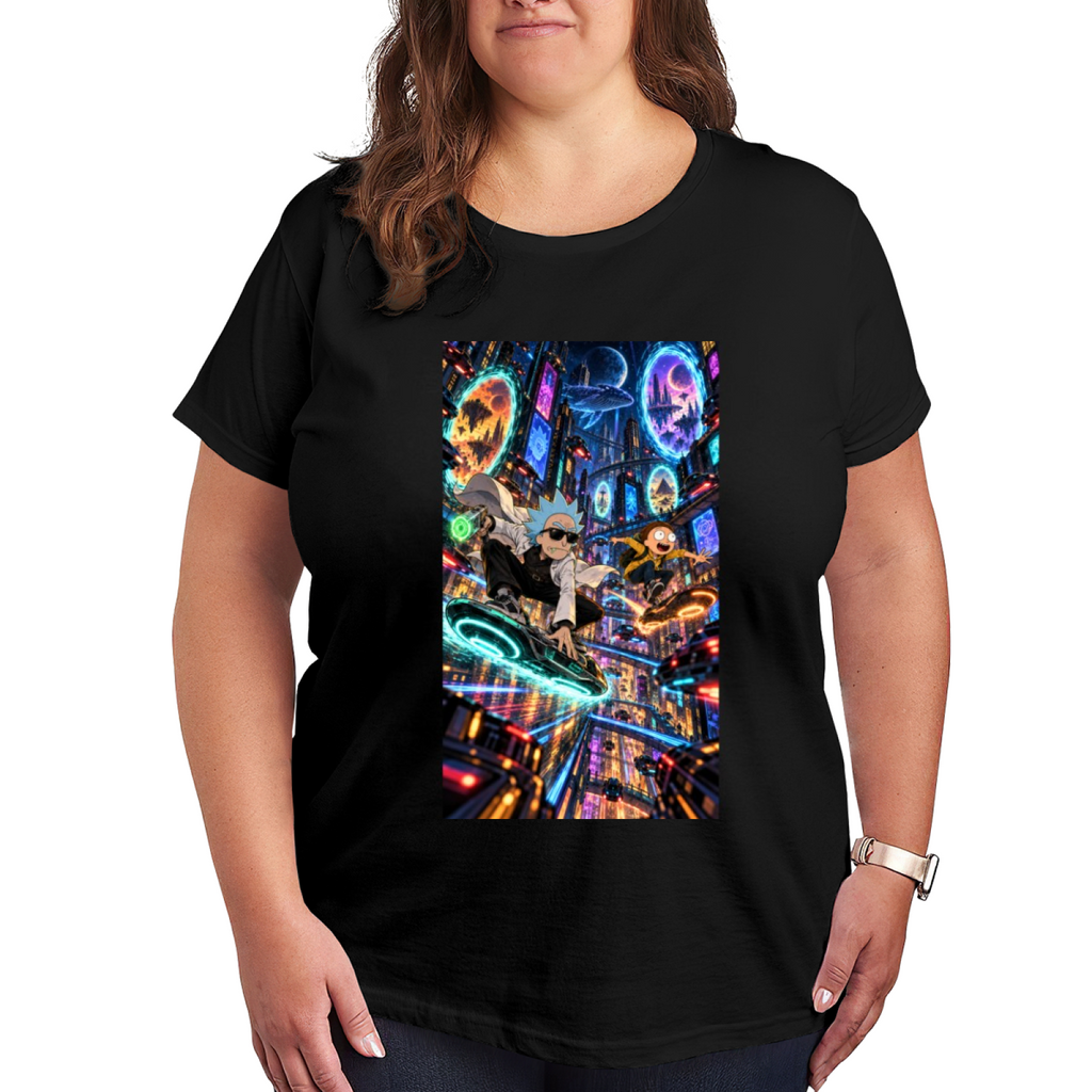 Neon Hoverboard Chase Women's T-Shirt for Arcade Nights
