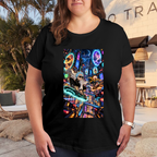 Neon Hoverboard Chase Women's T-Shirt for Arcade Nights