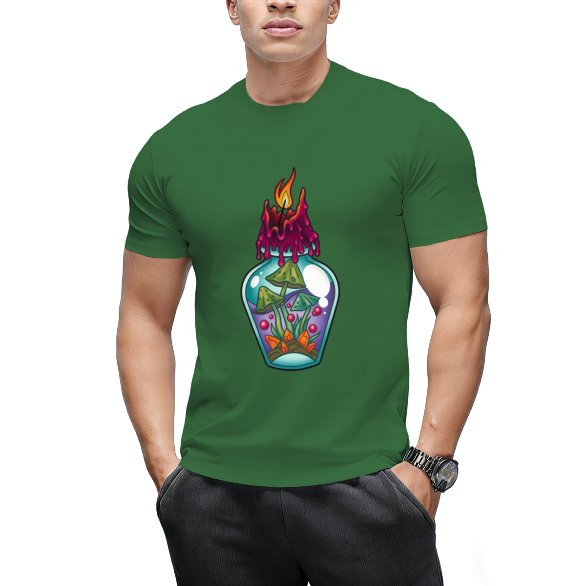Spooky Witch Mushroom Potion Poison Bottle Graphic T-Shirt