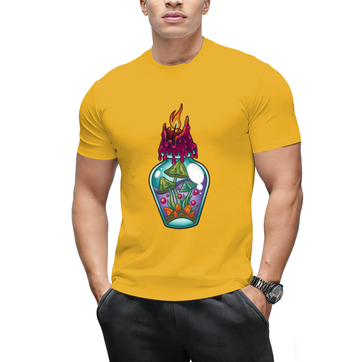 Spooky Witch Mushroom Potion Poison Bottle Graphic T-Shirt