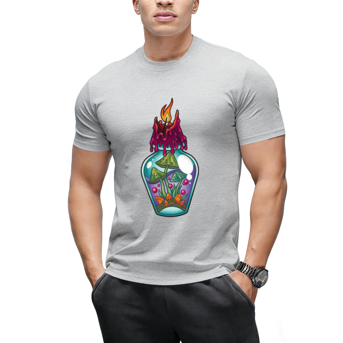 Spooky Witch Mushroom Potion Poison Bottle Graphic T-Shirt