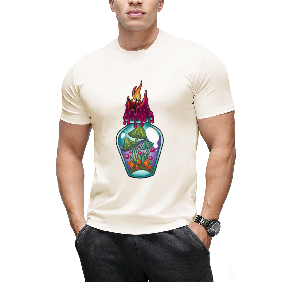 Spooky Witch Mushroom Potion Poison Bottle Graphic T-Shirt