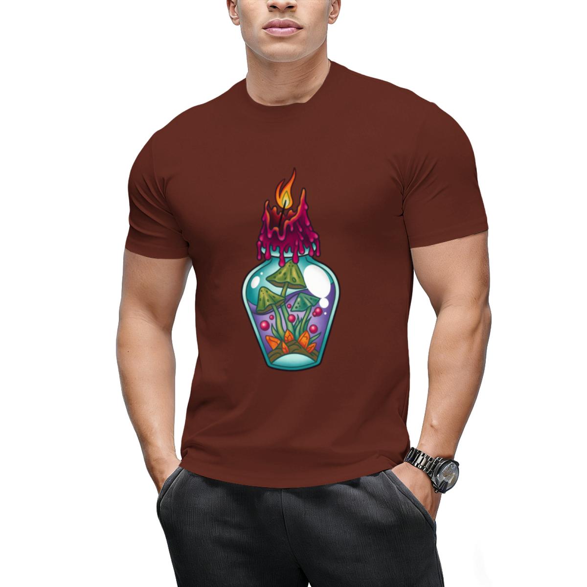 Spooky Witch Mushroom Potion Poison Bottle Graphic T-Shirt