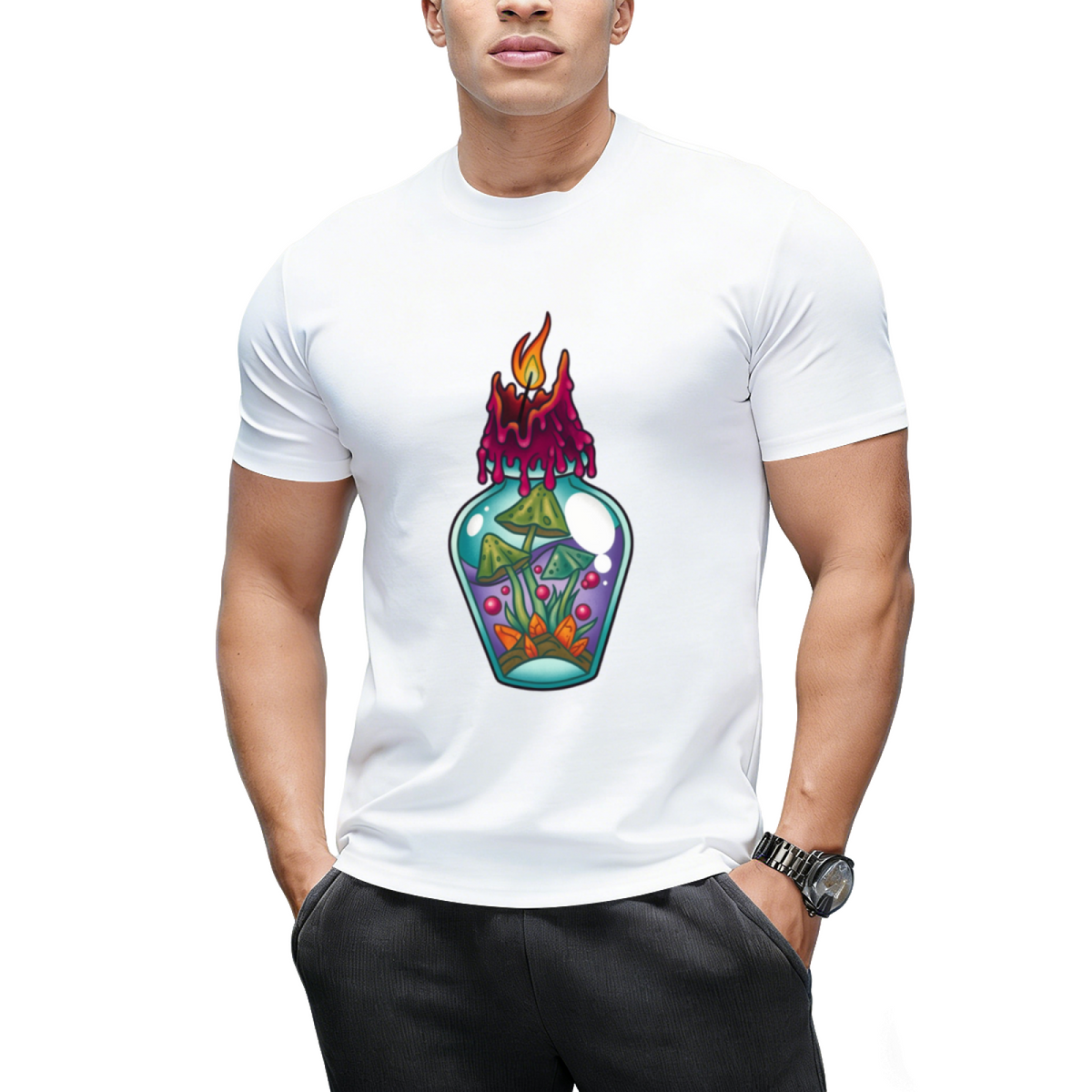 Spooky Witch Mushroom Potion Poison Bottle Graphic T-Shirt