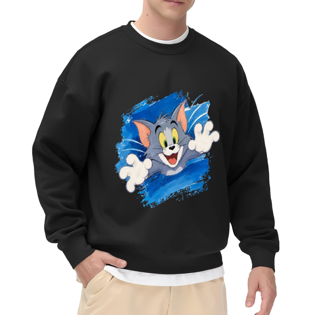 Tom Cat Jumping Attack Paint Splash Sweatshirt