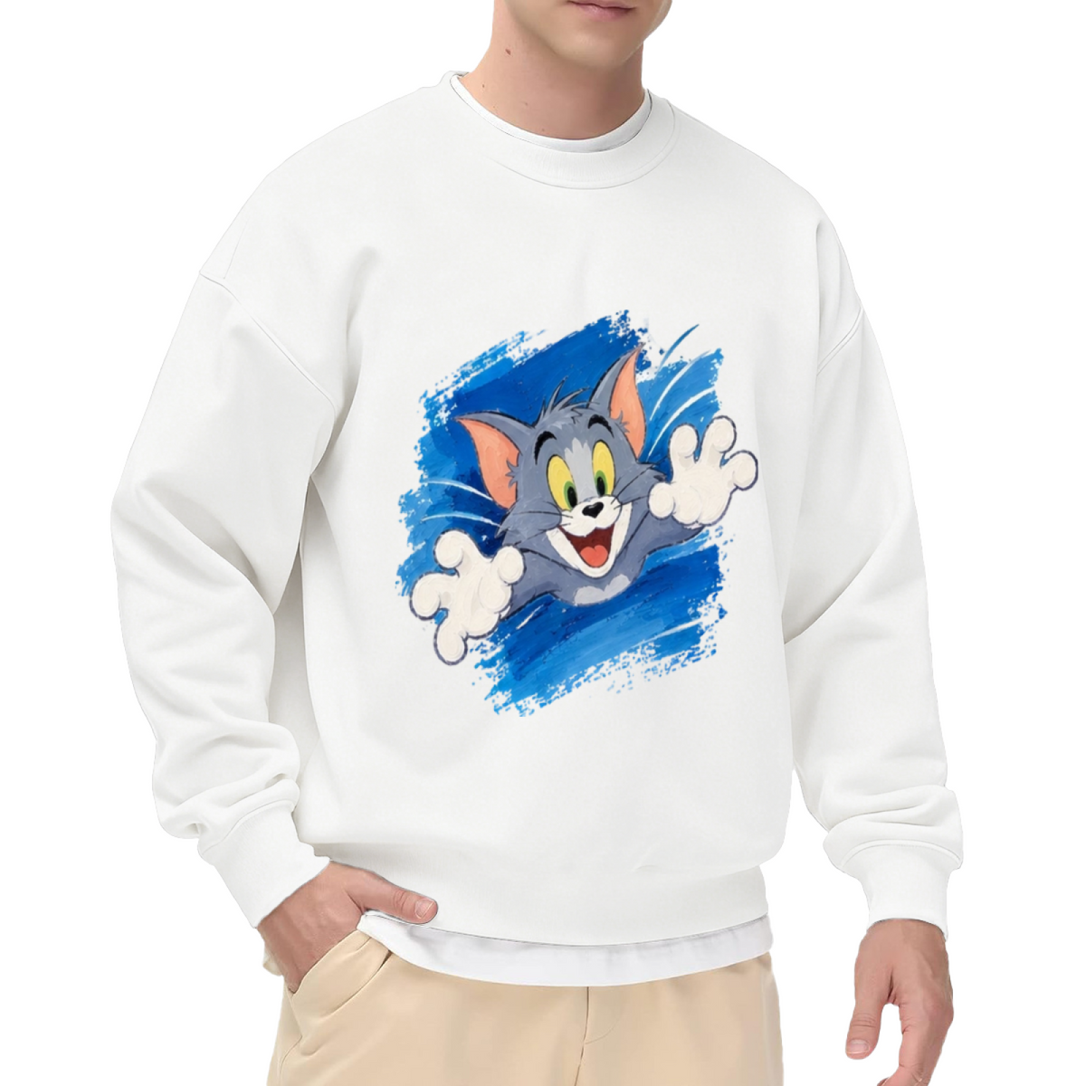 Tom Cat Jumping Attack Paint Splash Sweatshirt