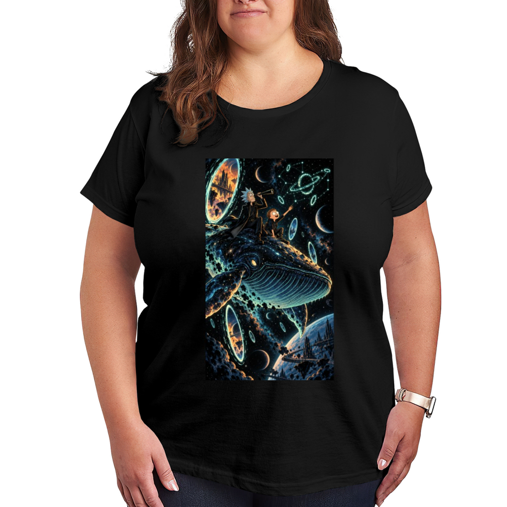 Galaxy Whale Riders Women's T-Shirt for Vacation Wear