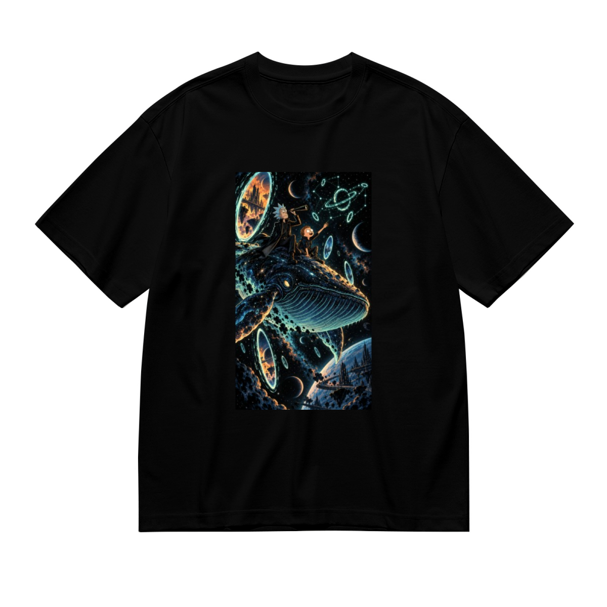 Galaxy Whale Riders Women's T-Shirt for Vacation Wear