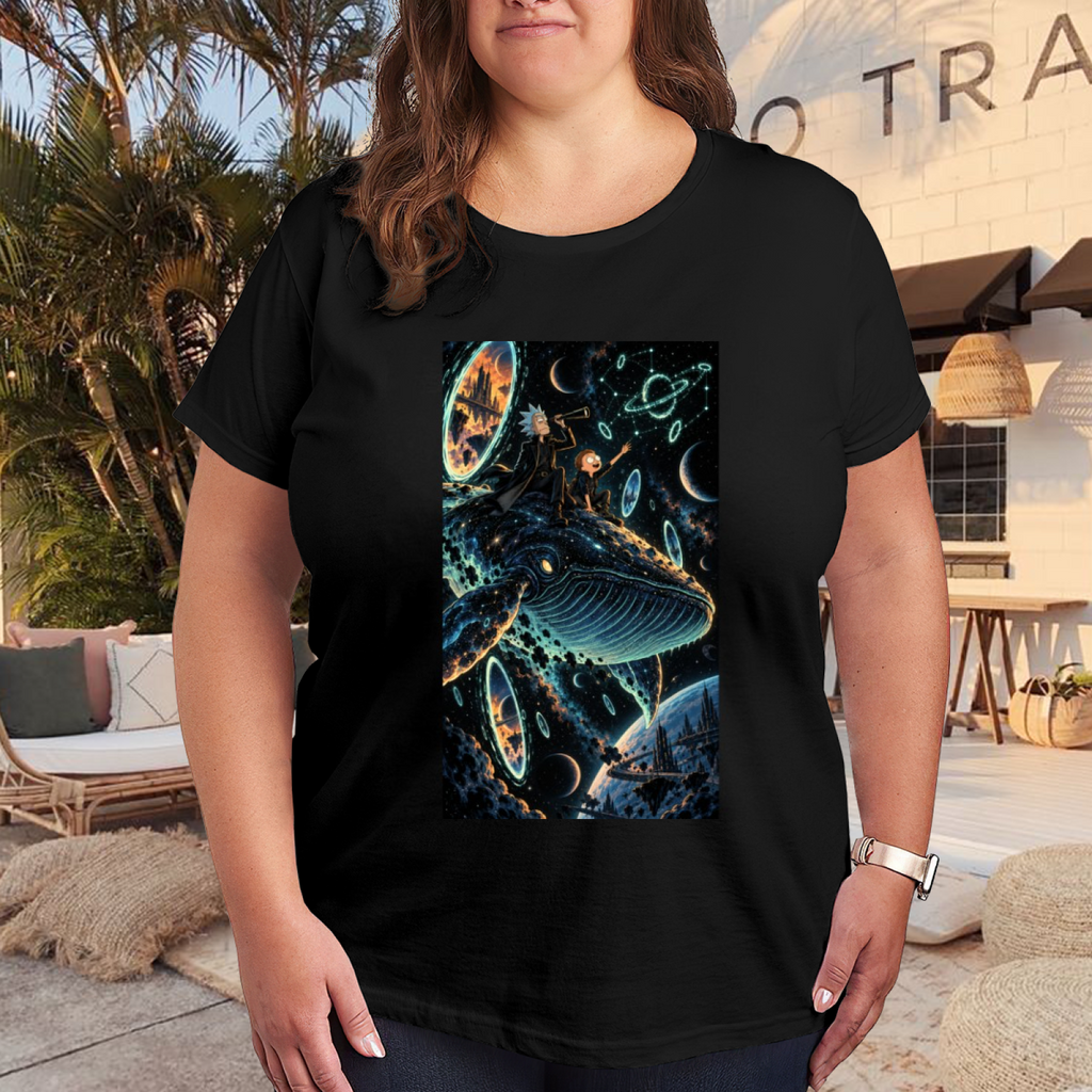 Galaxy Whale Riders Women's T-Shirt for Vacation Wear