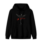 Nirvana In Utero Dark Angel Red Logo Hoodie, product image featuring the dark and high contrast design
