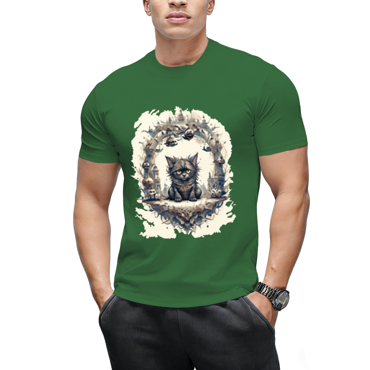 Woodland Witch Cat Portrait T-Shirt