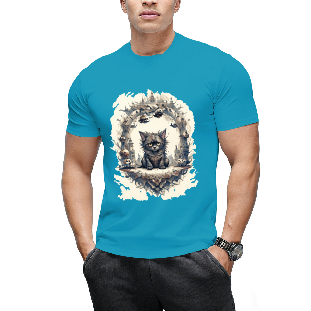 Woodland Witch Cat Portrait T-Shirt