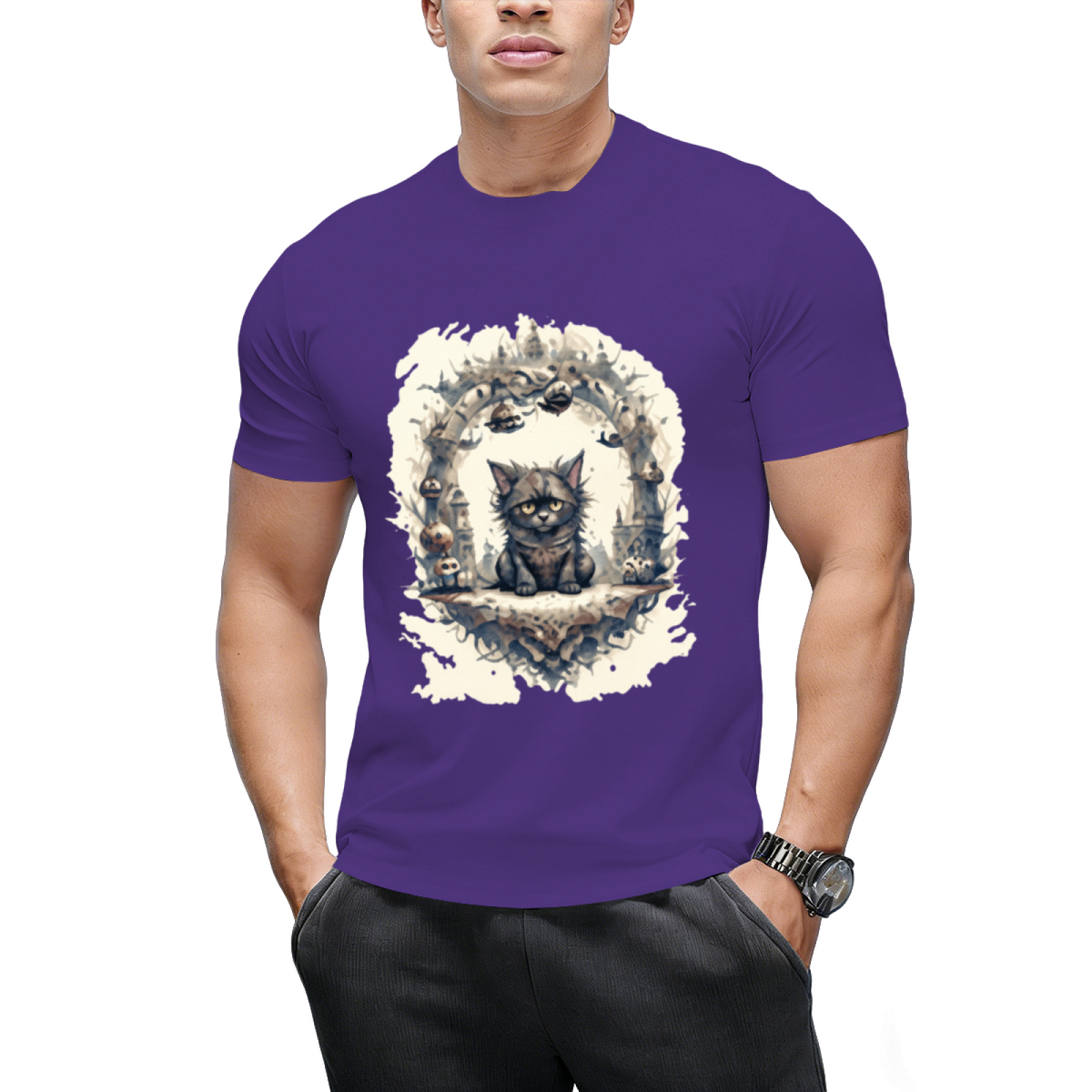 Woodland Witch Cat Portrait T-Shirt