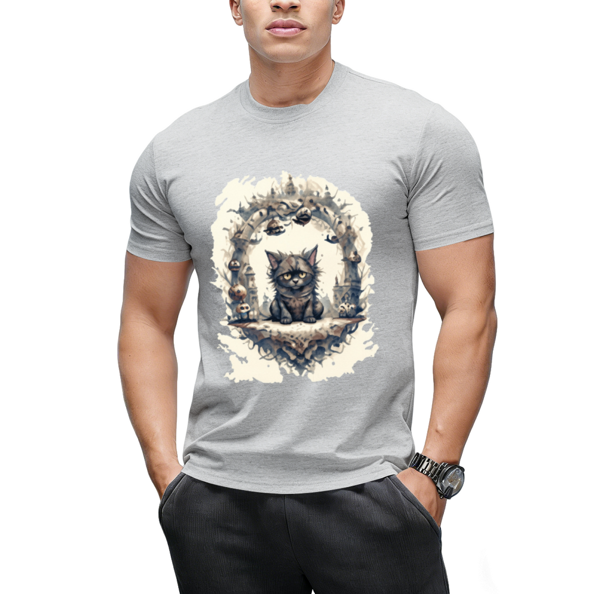 Woodland Witch Cat Portrait T-Shirt