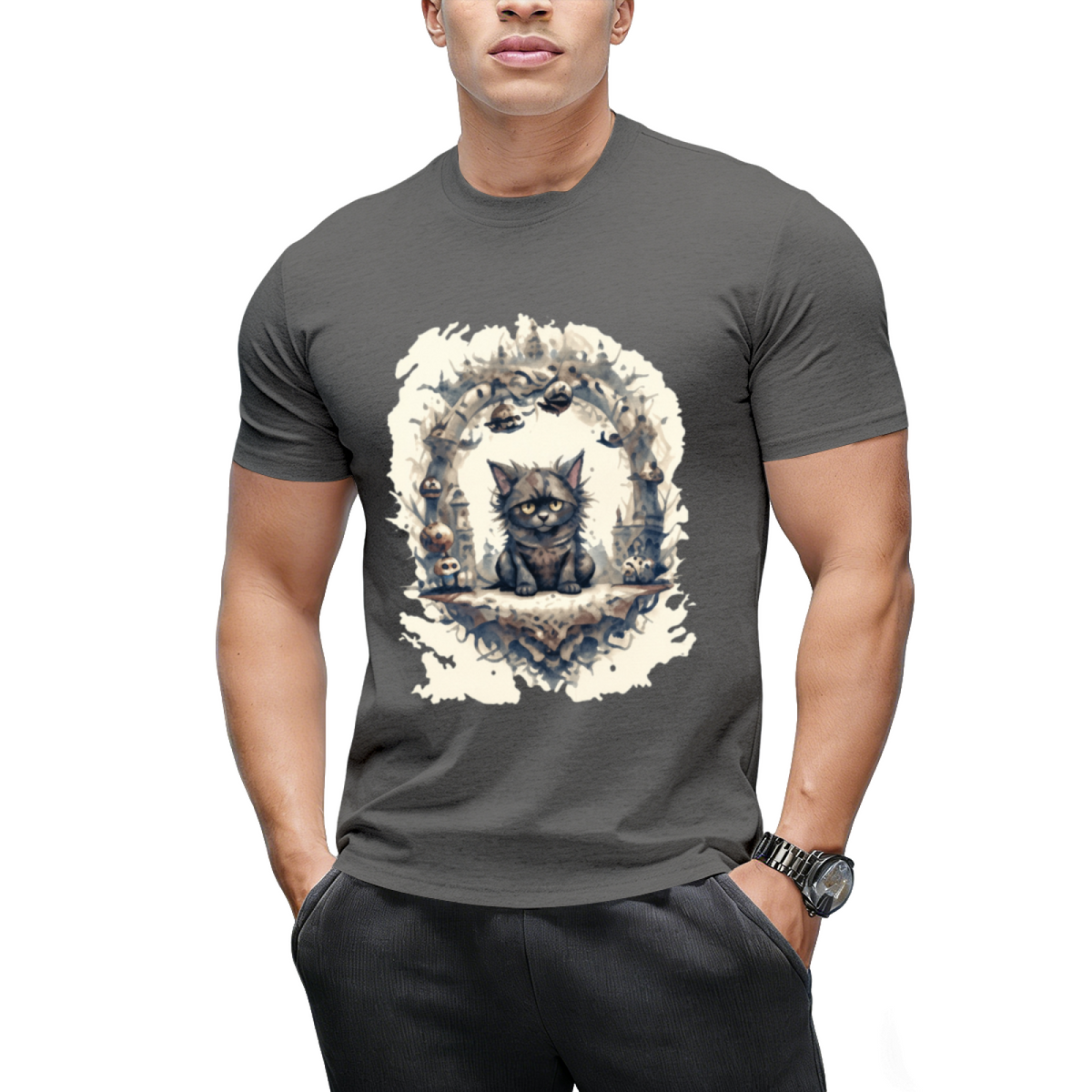 Woodland Witch Cat Portrait T-Shirt