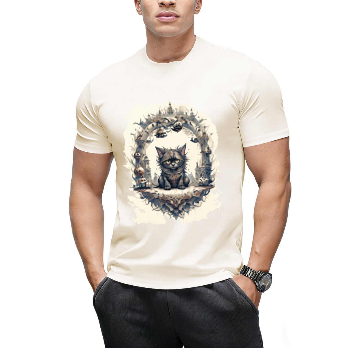 Woodland Witch Cat Portrait T-Shirt