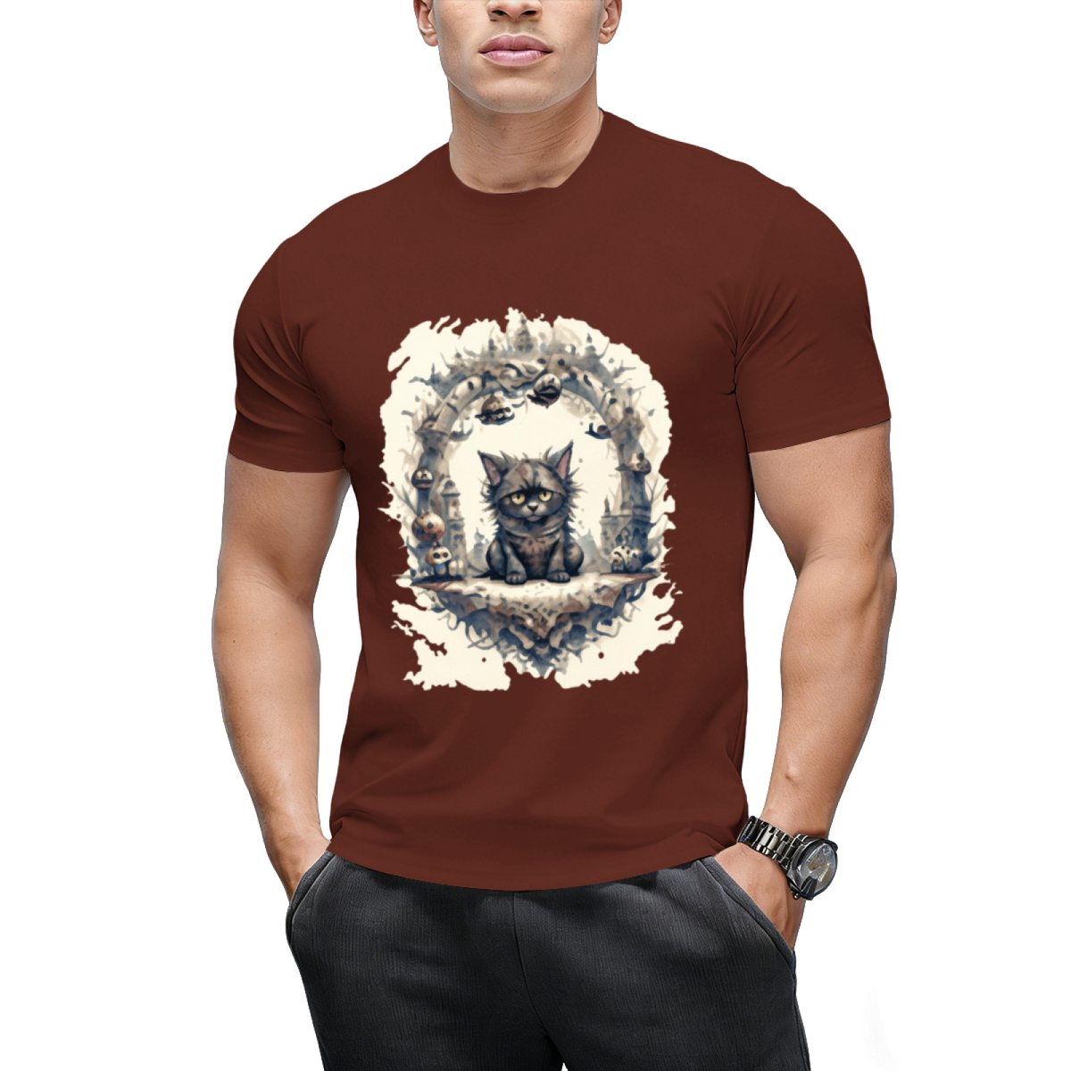 Woodland Witch Cat Portrait T-Shirt