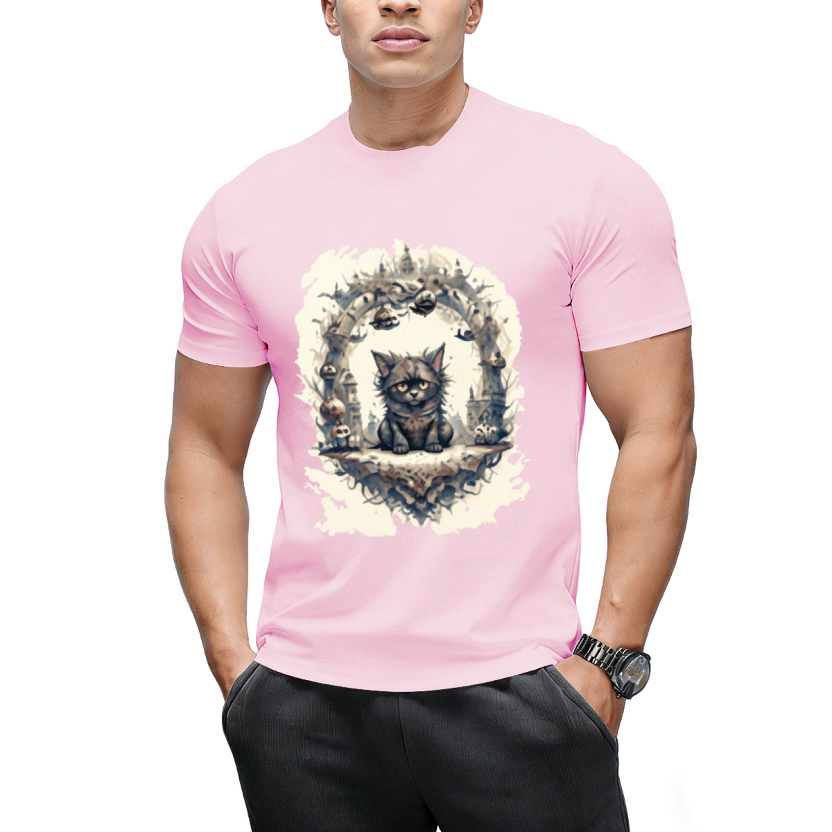 Woodland Witch Cat Portrait T-Shirt