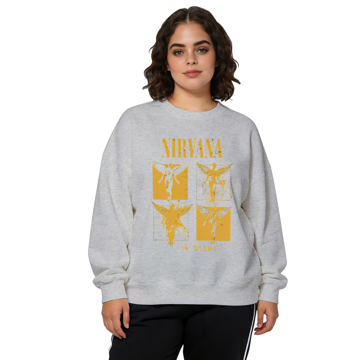 Nirvana In Utero Yellow Angel Crewneck Sweatshirt