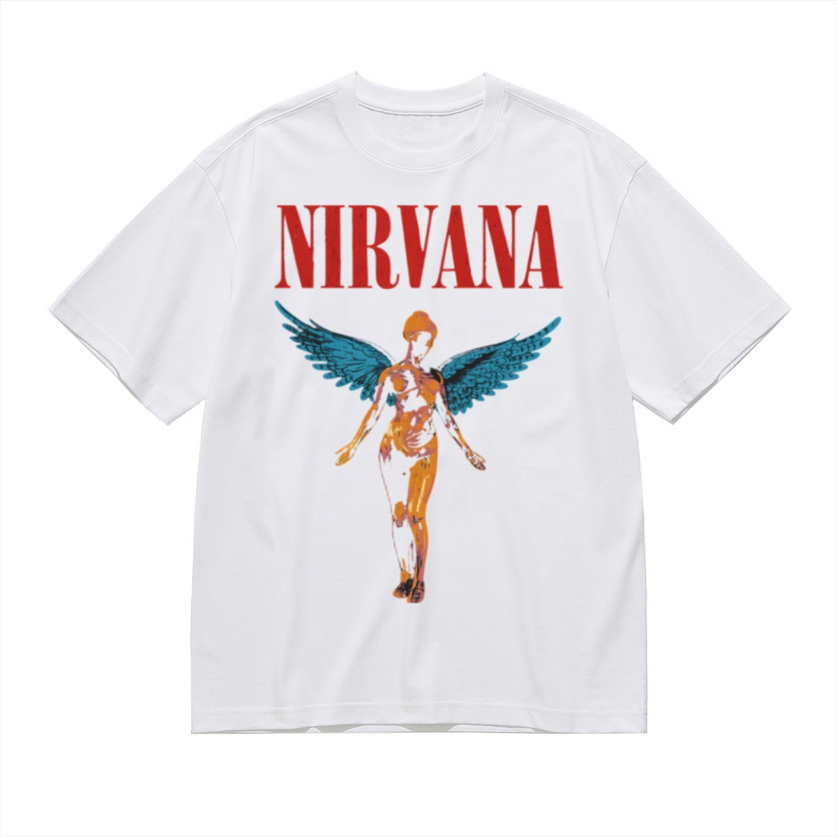 Nirvana In Utero Blue Anatomical Angel Graphic T-Shirt