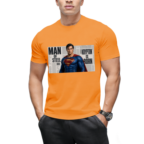 Caped Newsprint Portrait Men's T-Shirt for Daily Wear