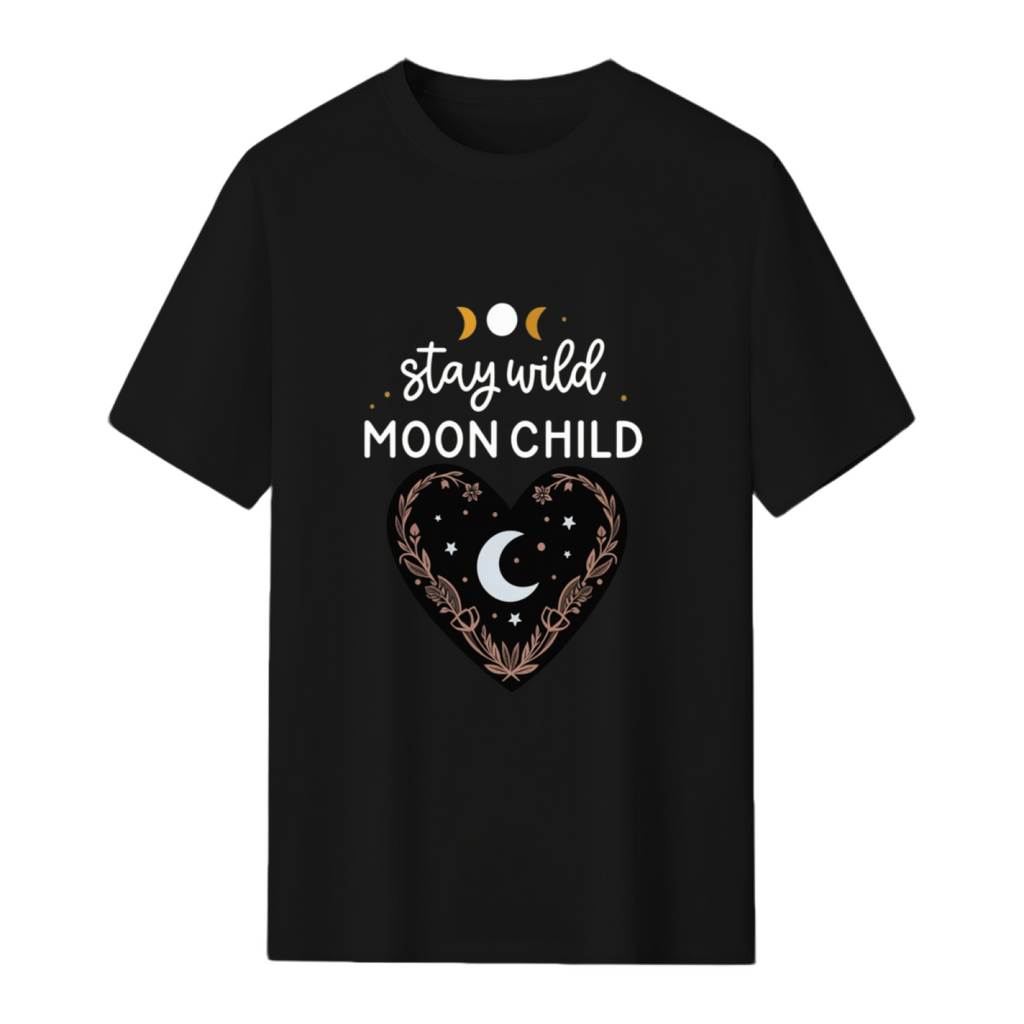 Stay Wild Moon Child Celestial Design Graphic T-Shirt