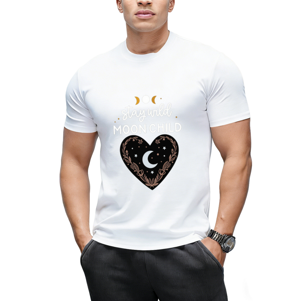 Stay Wild Moon Child Celestial Design Graphic T-Shirt