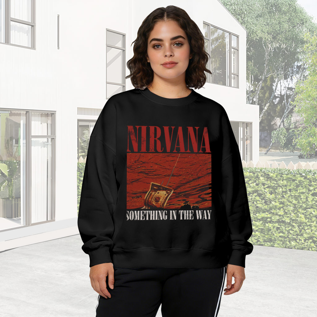 Crewneck sweatshirt product image with Something in the Way song-inspired artwork