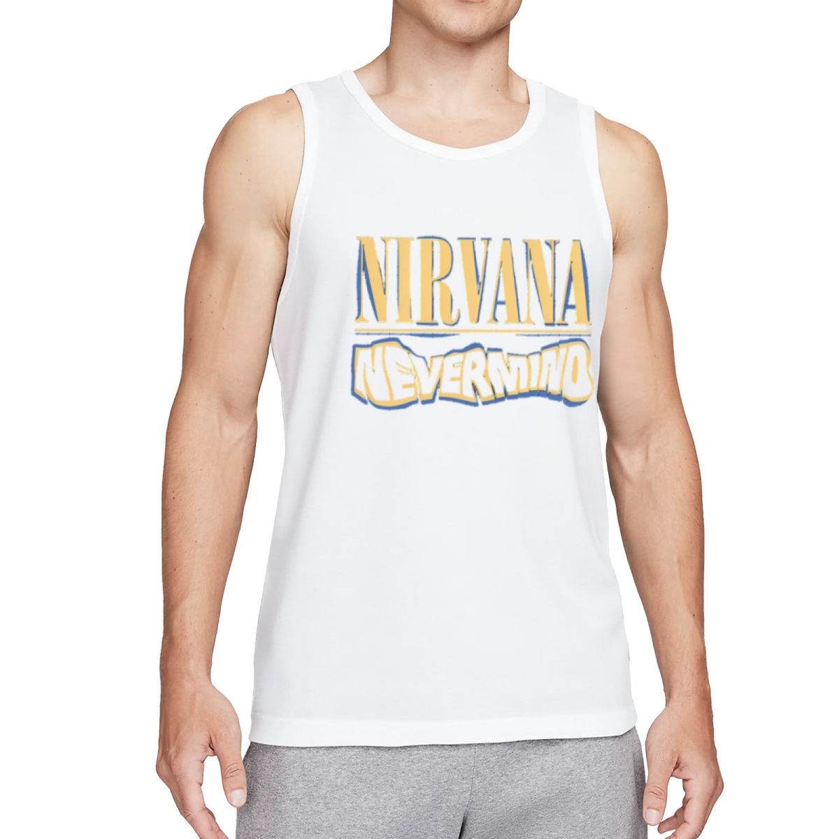 Nirvana Nevermind Blue Yellow Logo Graphic Tank Top