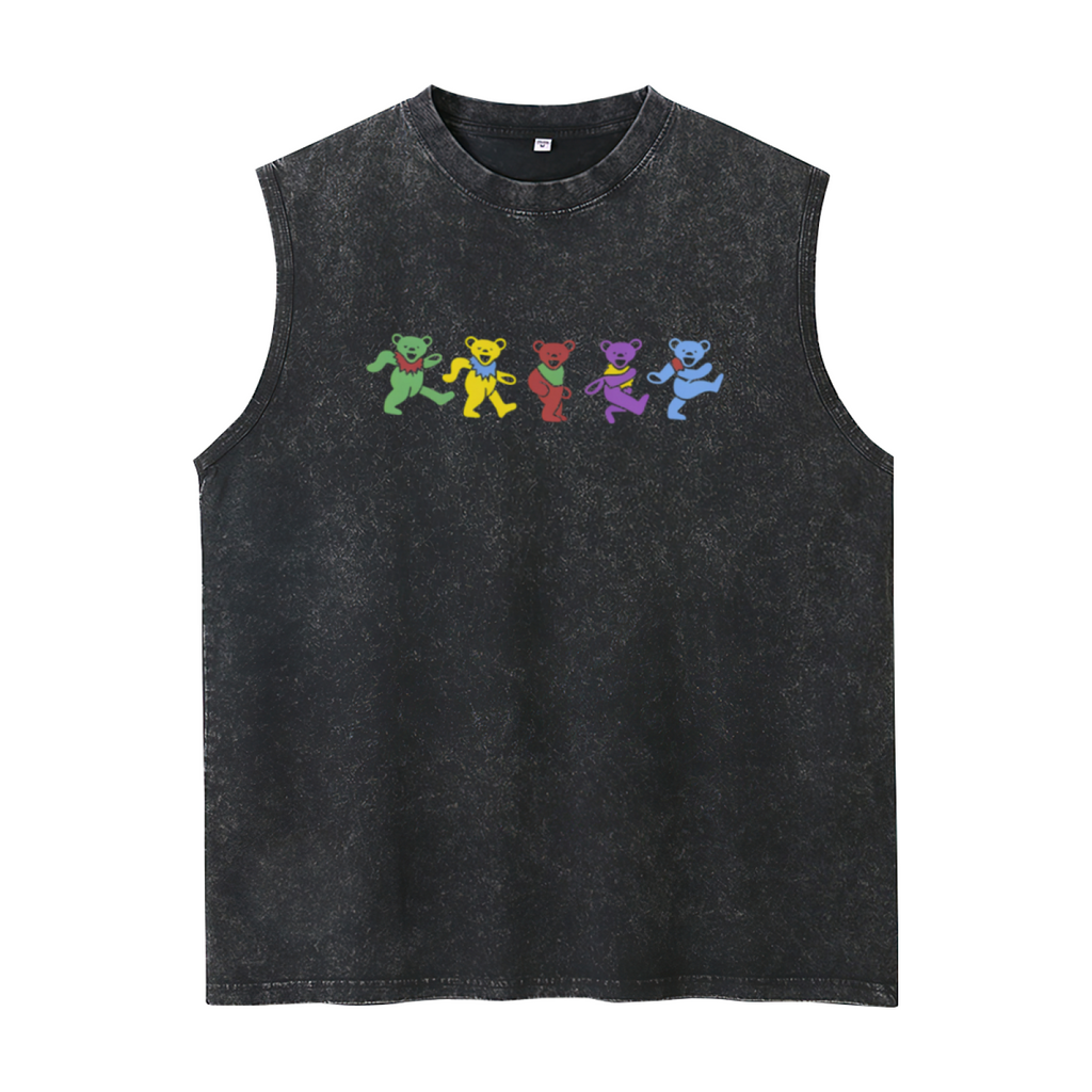 Grateful Dead washed graphic tank top with Dancing Bears Navy graphic