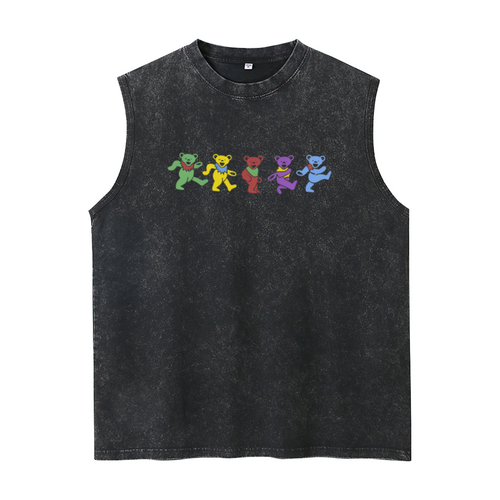 Grateful Dead washed graphic tank top with Dancing Bears Navy graphic