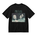Nirvana Vintage Blue Band Portrait Graphic T-Shirt — product design preview of the artwork; a three-member band portrait is presented in a blue tint