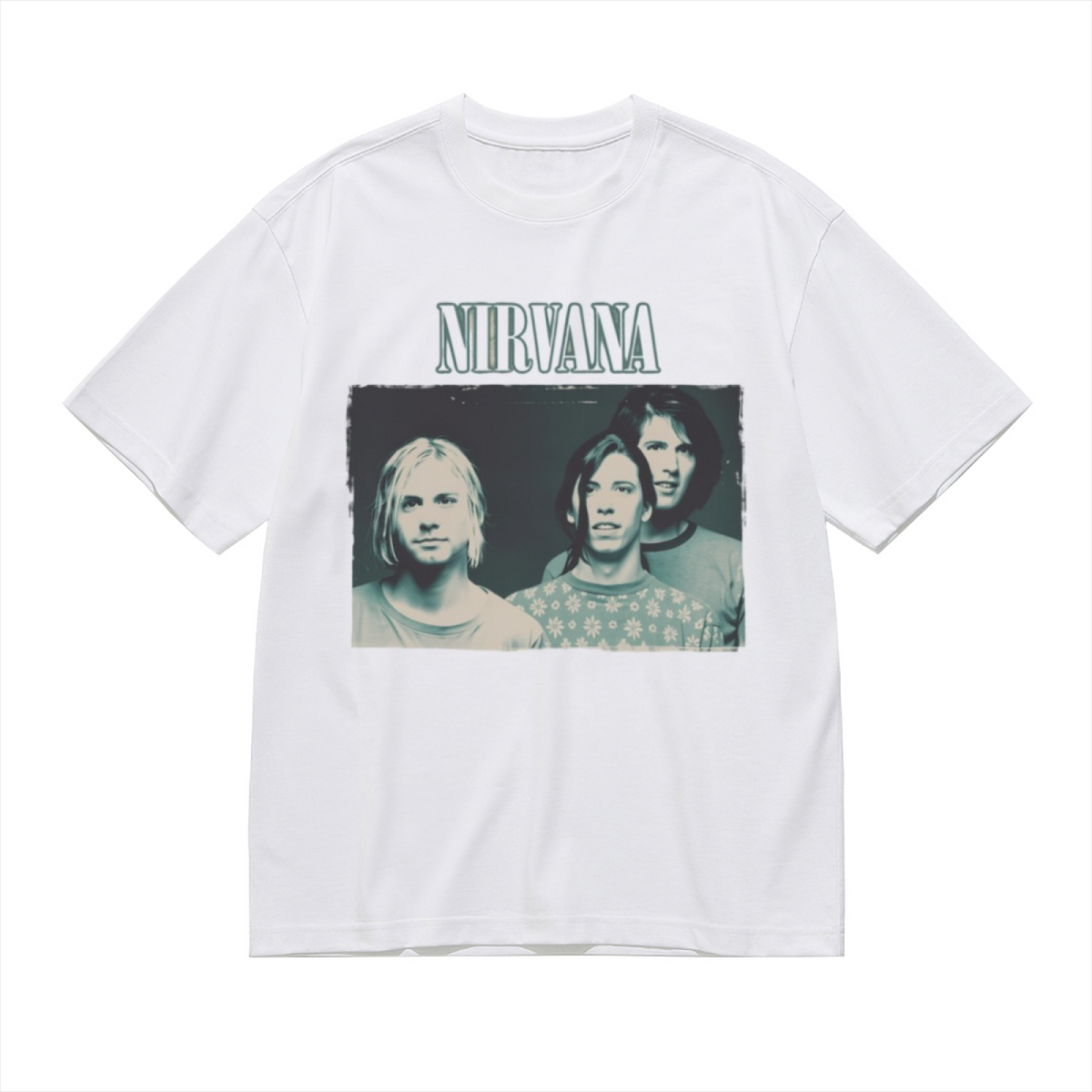 Nirvana Vintage Blue Band Portrait Graphic T-Shirt