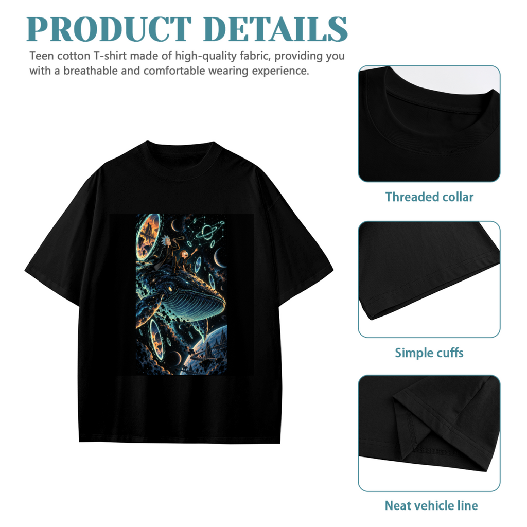 Galaxy Whale Riders Kid's T-Shirt for Vacation Wear