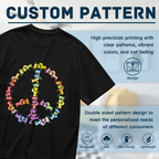 Close-up product image of Grateful Dead dancing bears peace sign graphic T-shirt on a black T-shirt